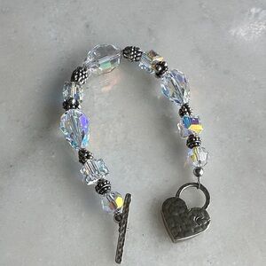 Hand Crafted Iridescent Heart Bracelet